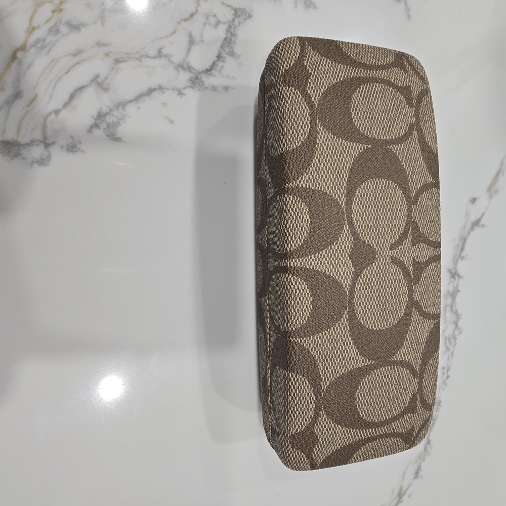 Coach Tan and Brown Patterned Glasses Case